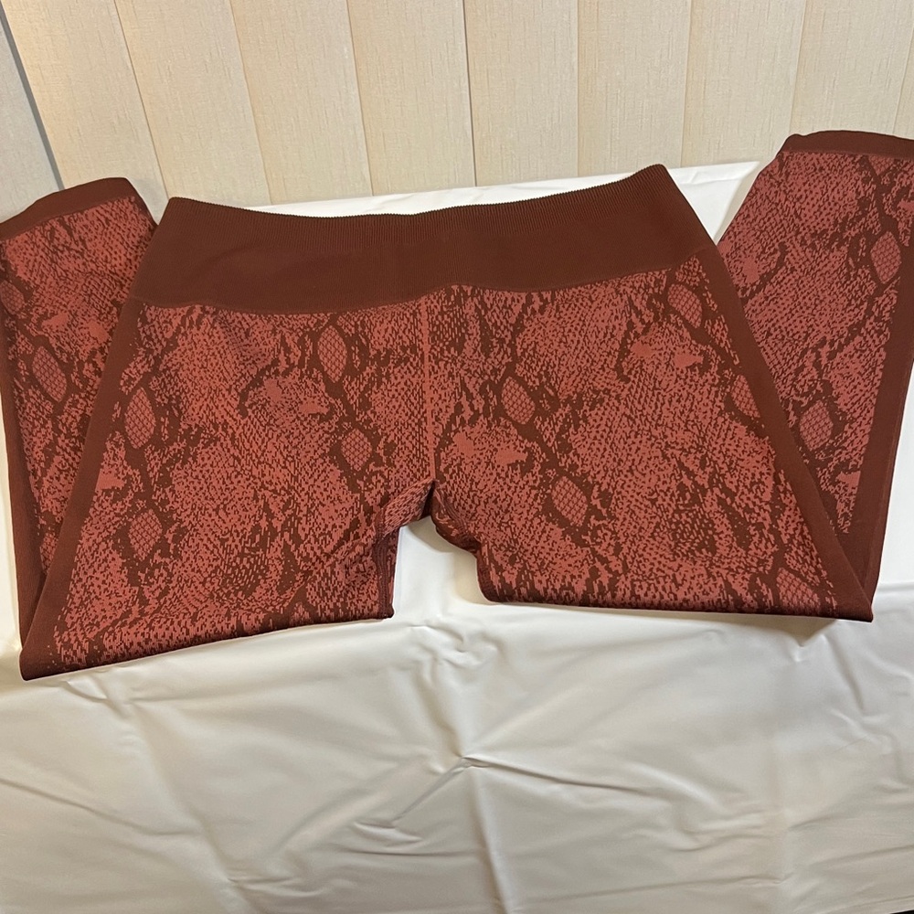 Fabletics Red Snake Print Leggings Burgundy